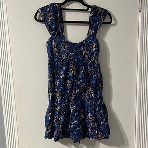 Free People Blue Ruffled Smocked Sundress